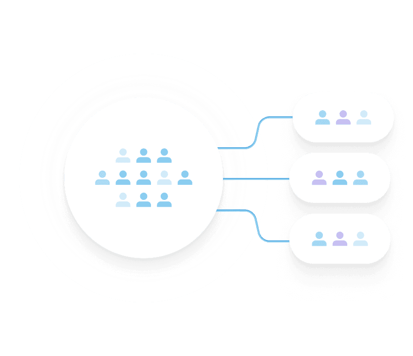 A diagram showing a large central circle containing a cluster of twelve small person icons (representing a group or audience).