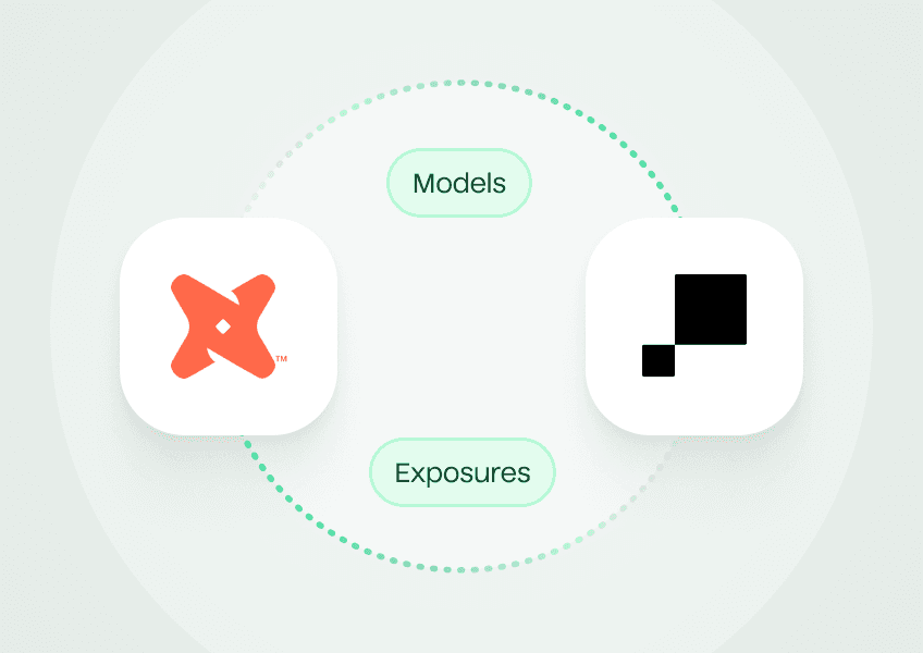 Abstract illustration of models and exposures integrating between dbt and Hightouch.
