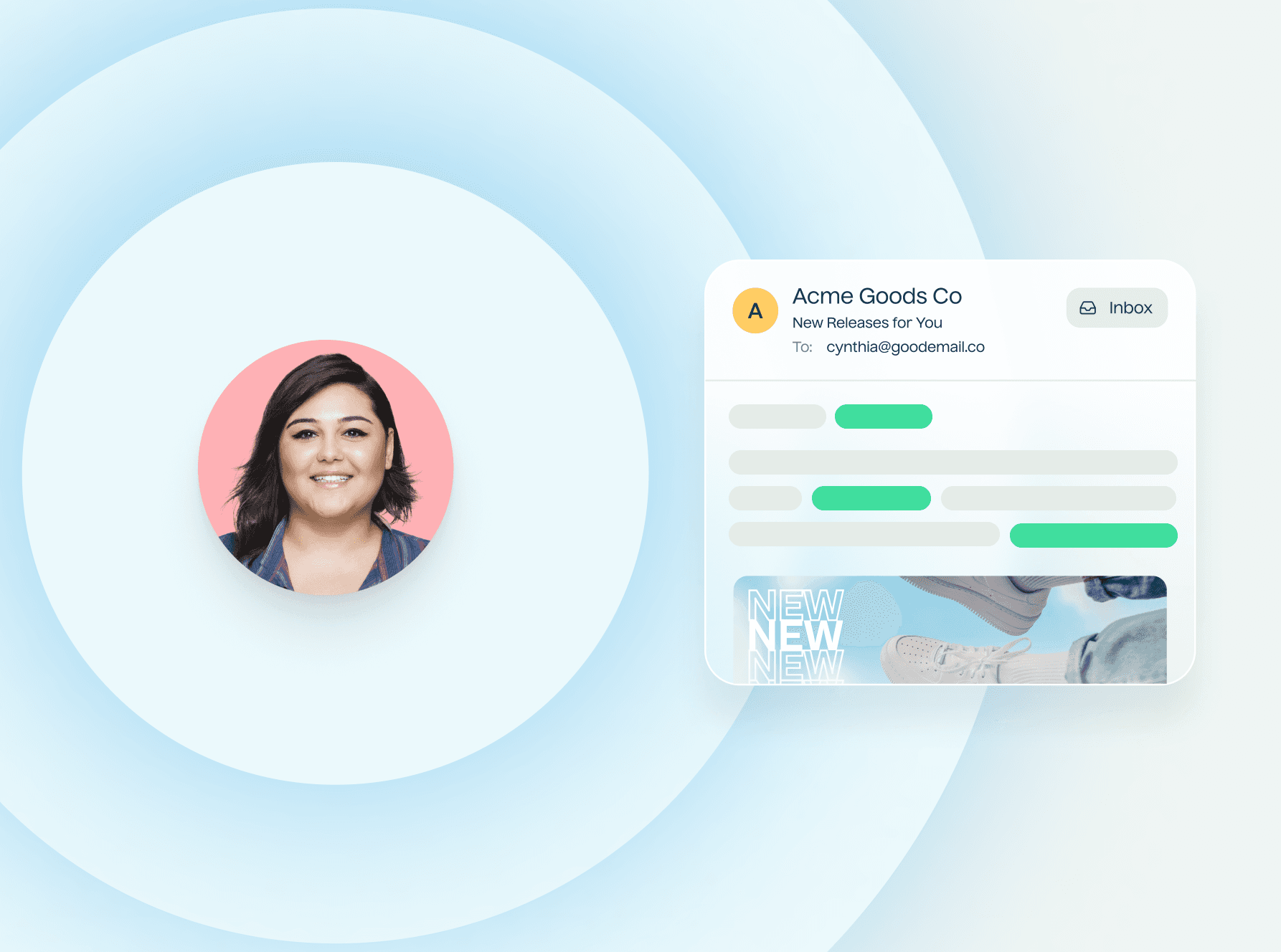 Illustration showing a personalized email being matched with the correct customer profile.