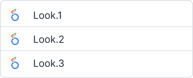 Semi-opaque open dropdown with three example Look names such as 'Look 1'.