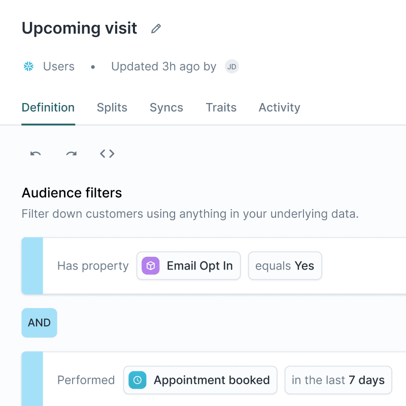 Hightouch Audiences product UI.