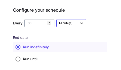 options for configure the sync schedule