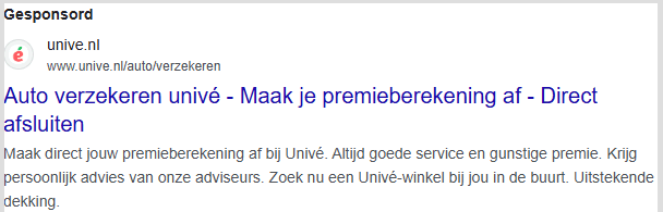 A screenshot of the Unive ad