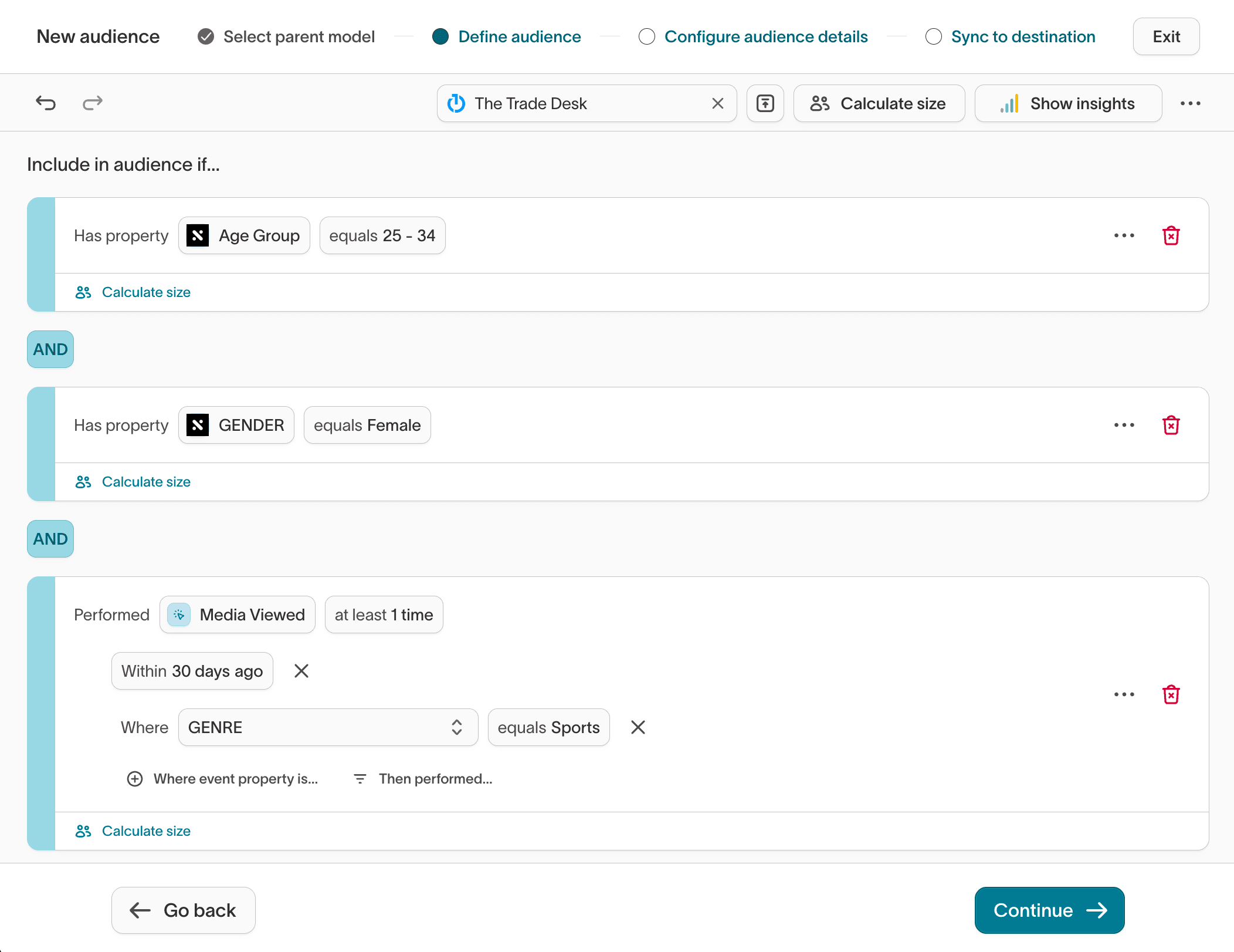 Screenshot of complex audience w/ reference to named 3p attributes