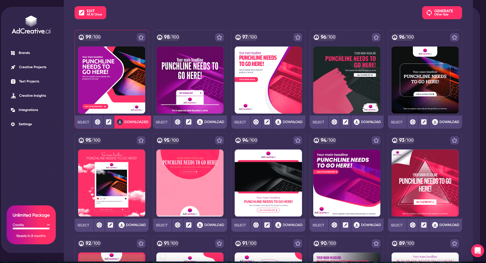 The results of ad being created for Adcreative