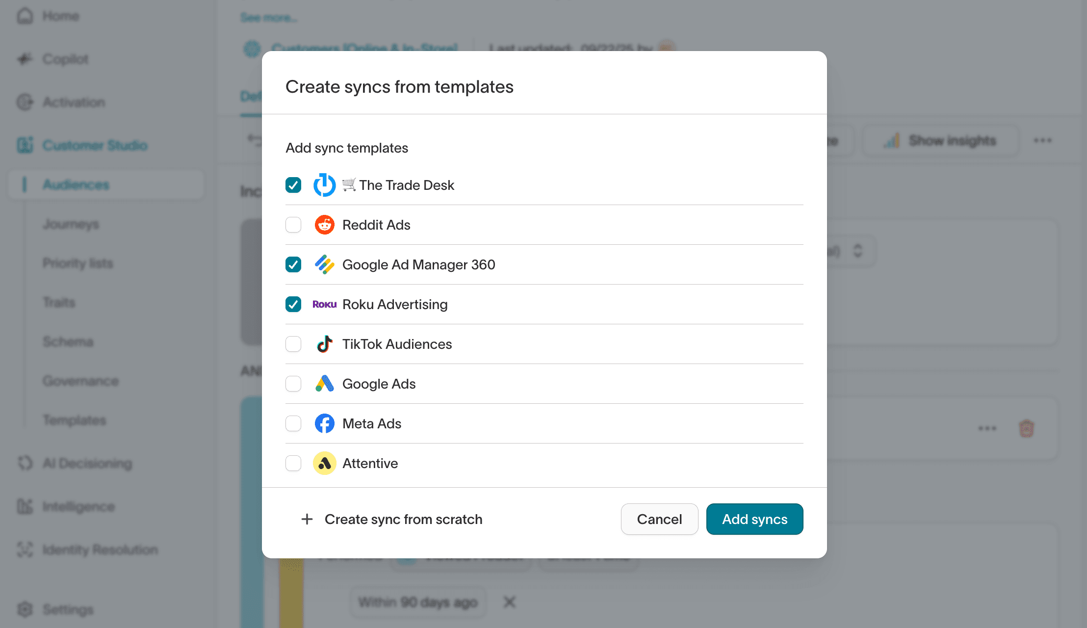 Hightouch advertising sync templates