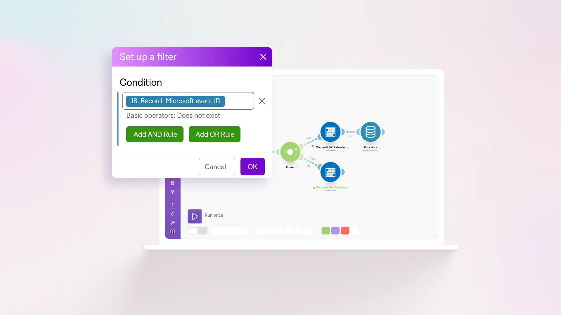 An example of an agentic workflow created in Make