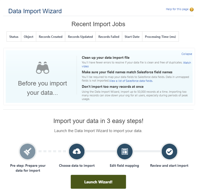 image of Data Import Wizard user interface