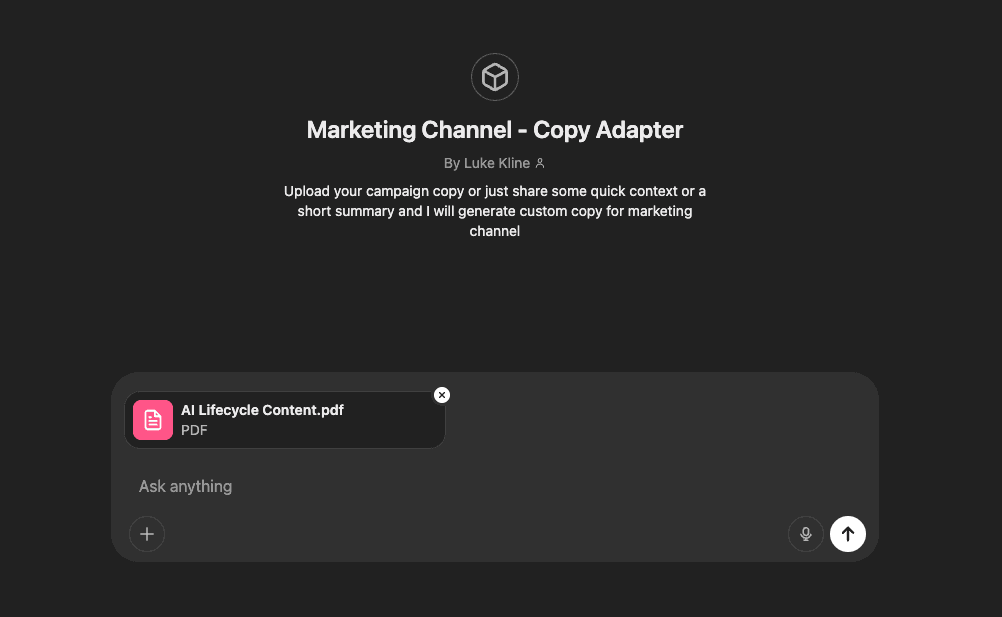 Step 1: share upload your campaign brief to your LLM