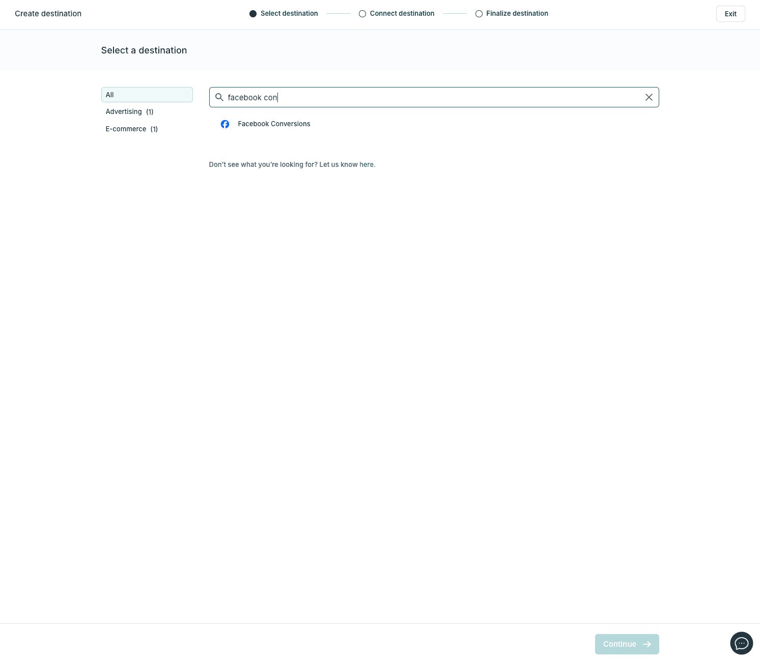 The screen where you can select the different destinations in Hightouch