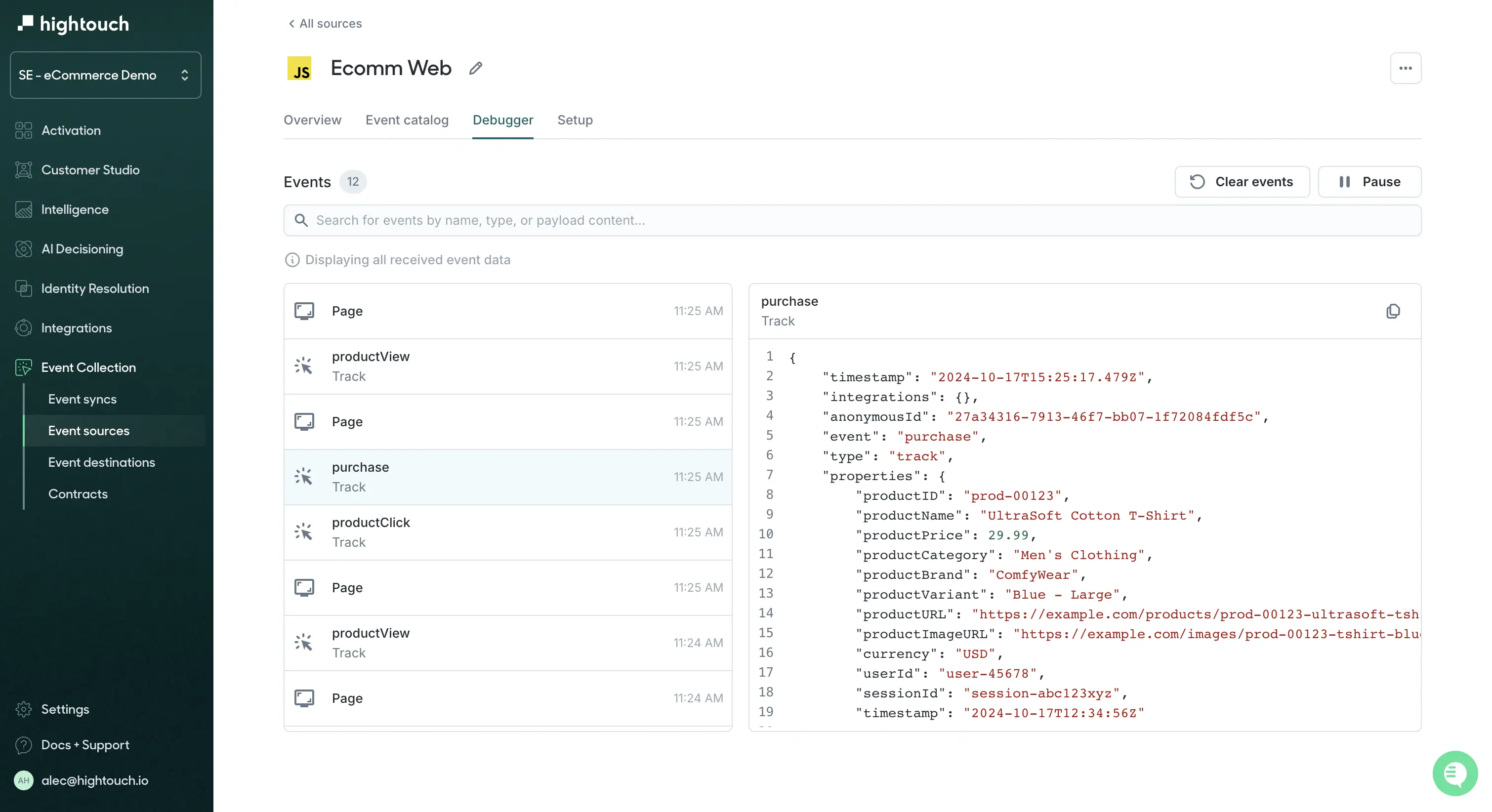 Debug live events