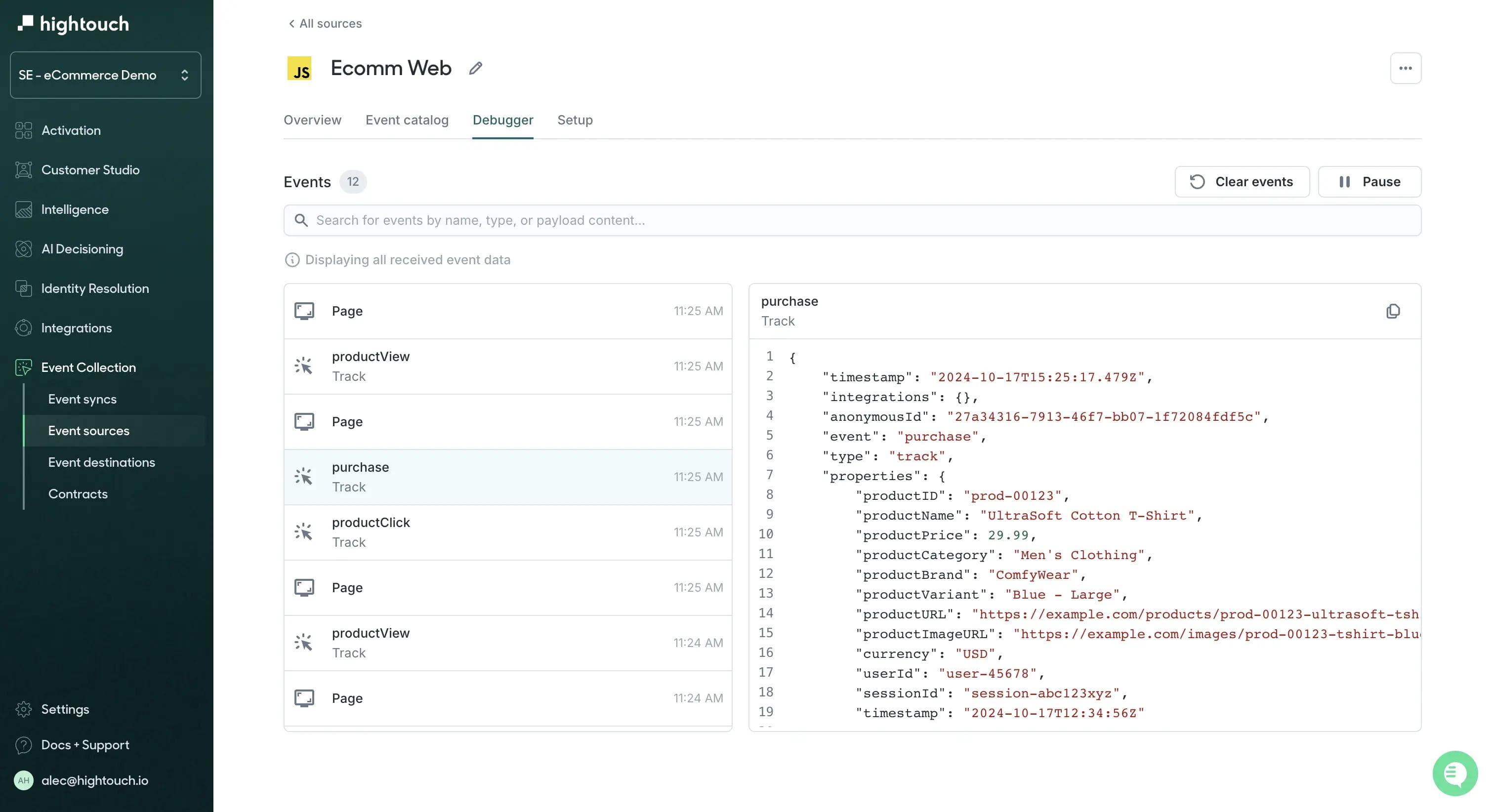 Debug live events