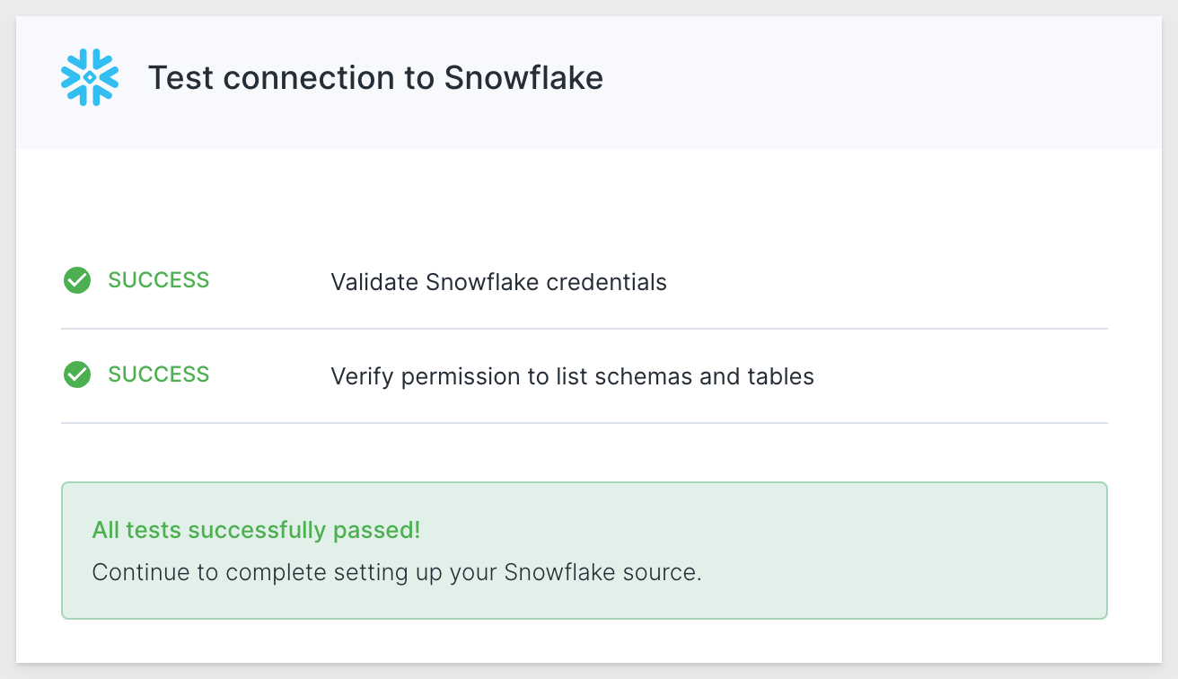 Snowflake test connection