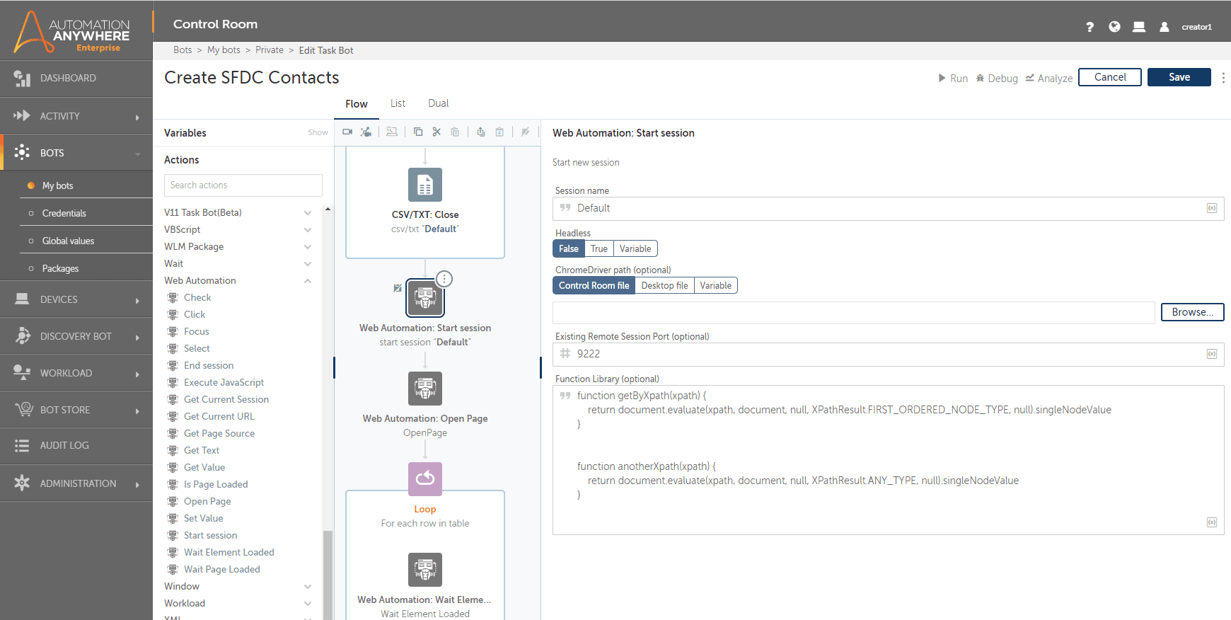 A screenshot showing an Automation Anywhere