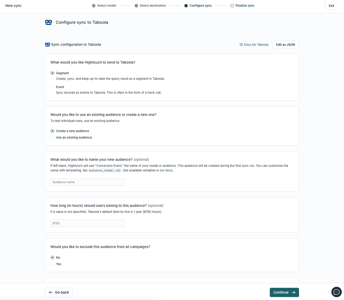 How to set up the Taboola Conversions API? | Hightouch