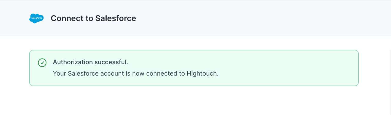 Success notification in the Hightouch UI