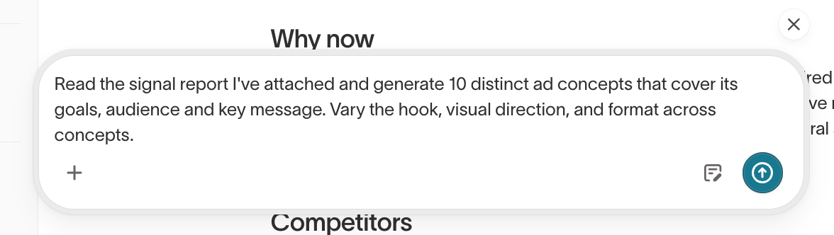 Creating an ad from a signal