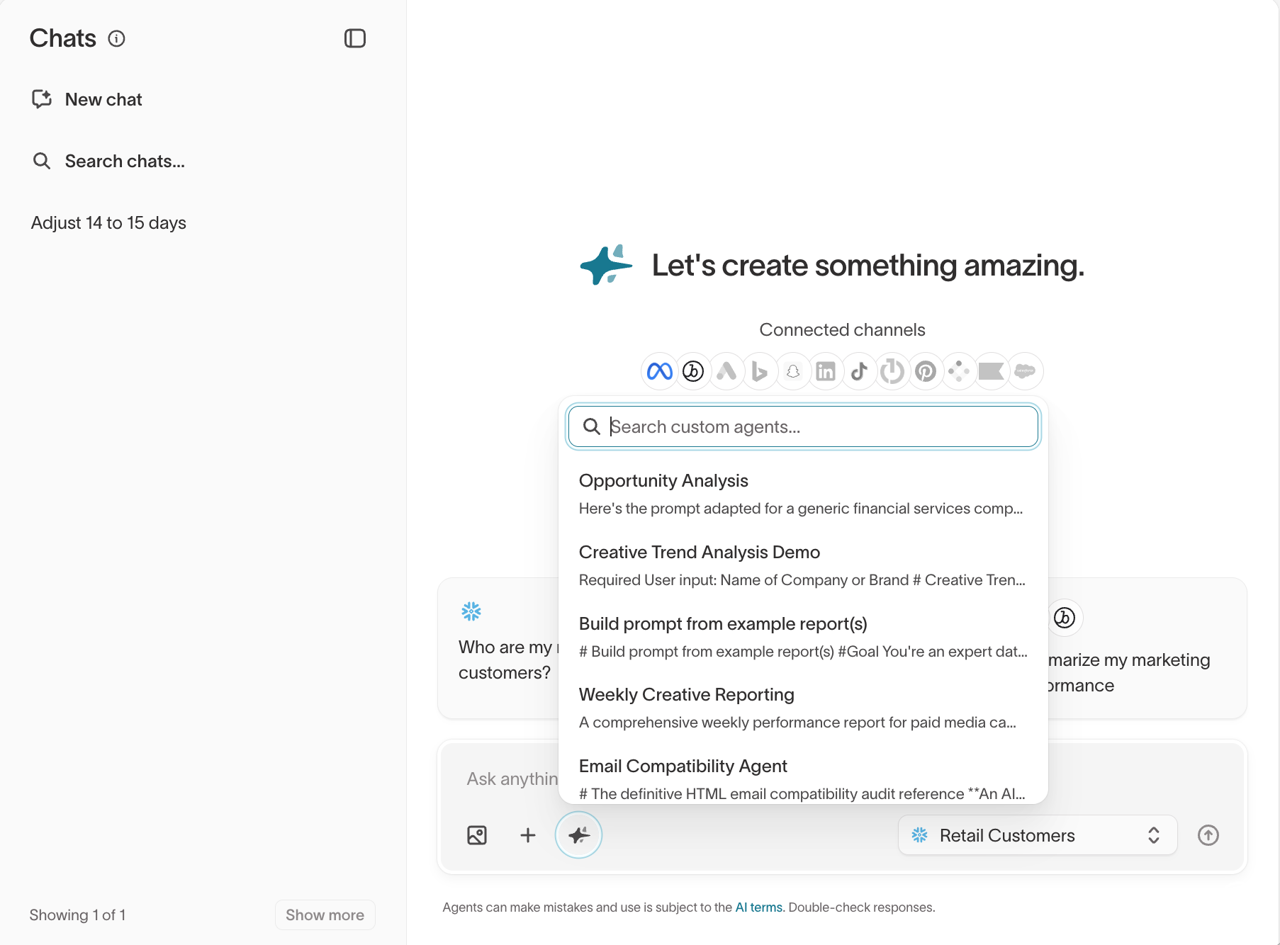 Search custom agents