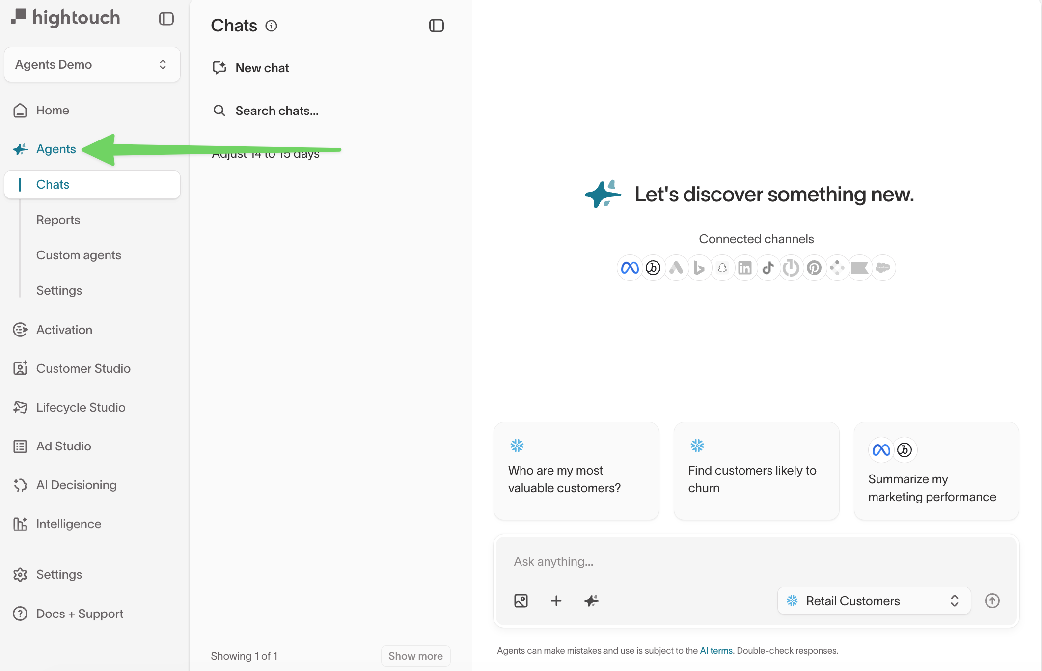Agents chat interface