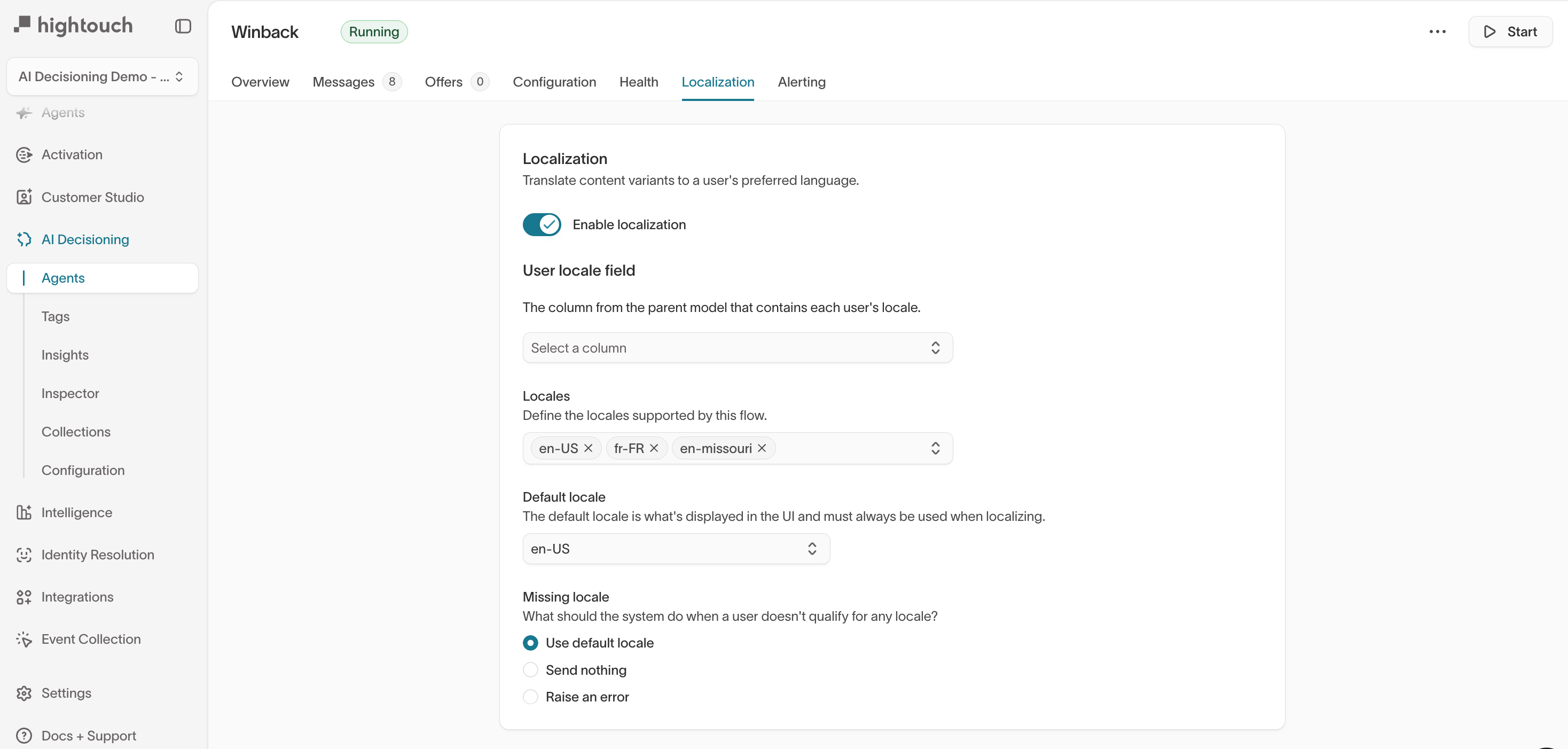 Localization tab