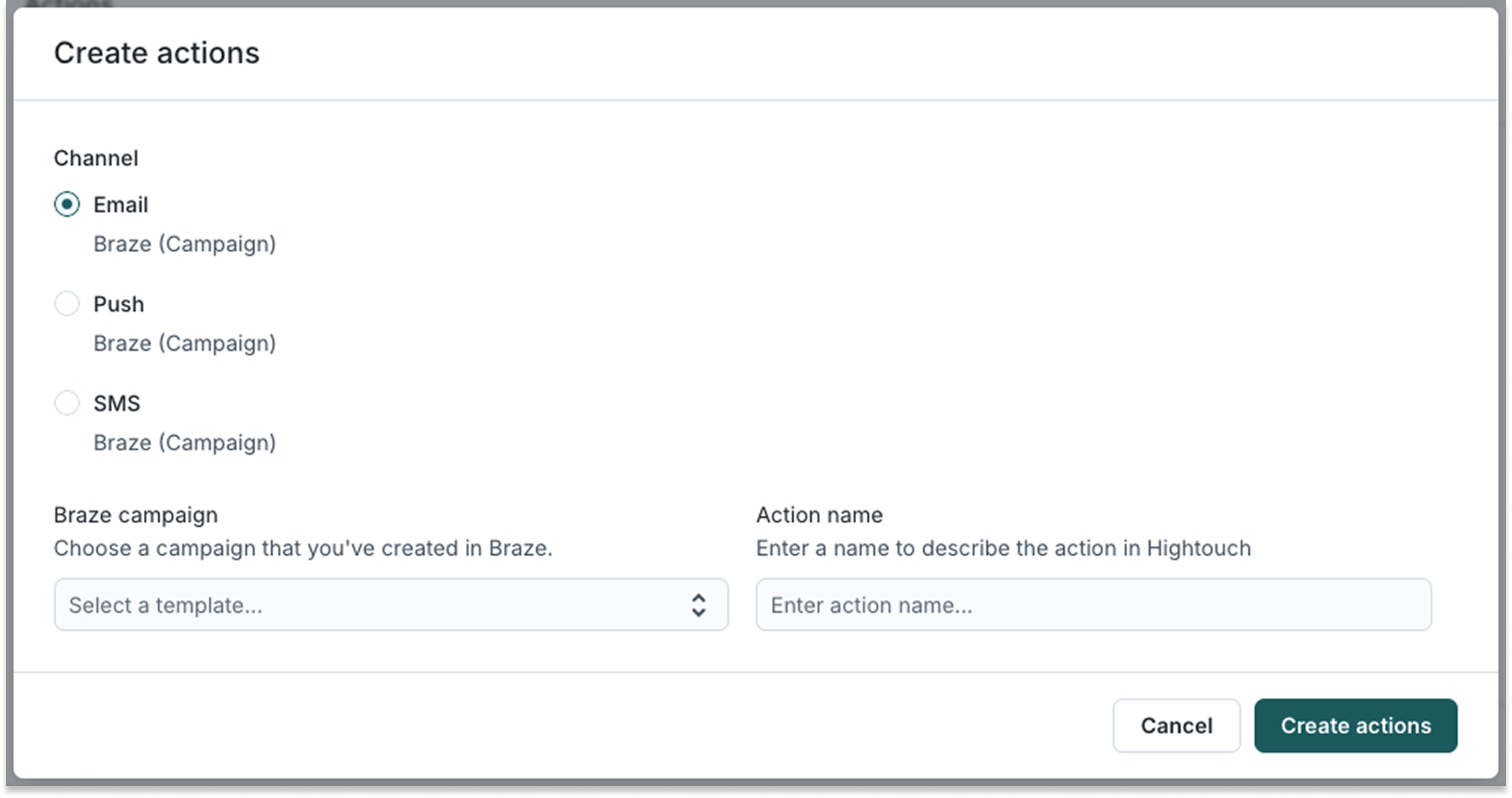 Create action