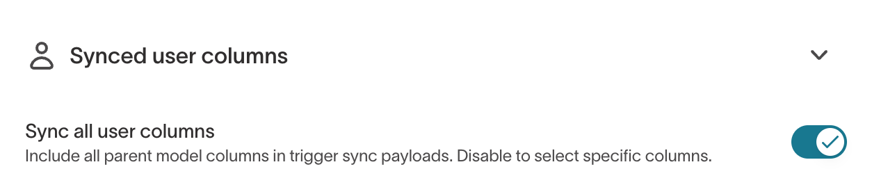 Synced user columns on agent Configuration tab