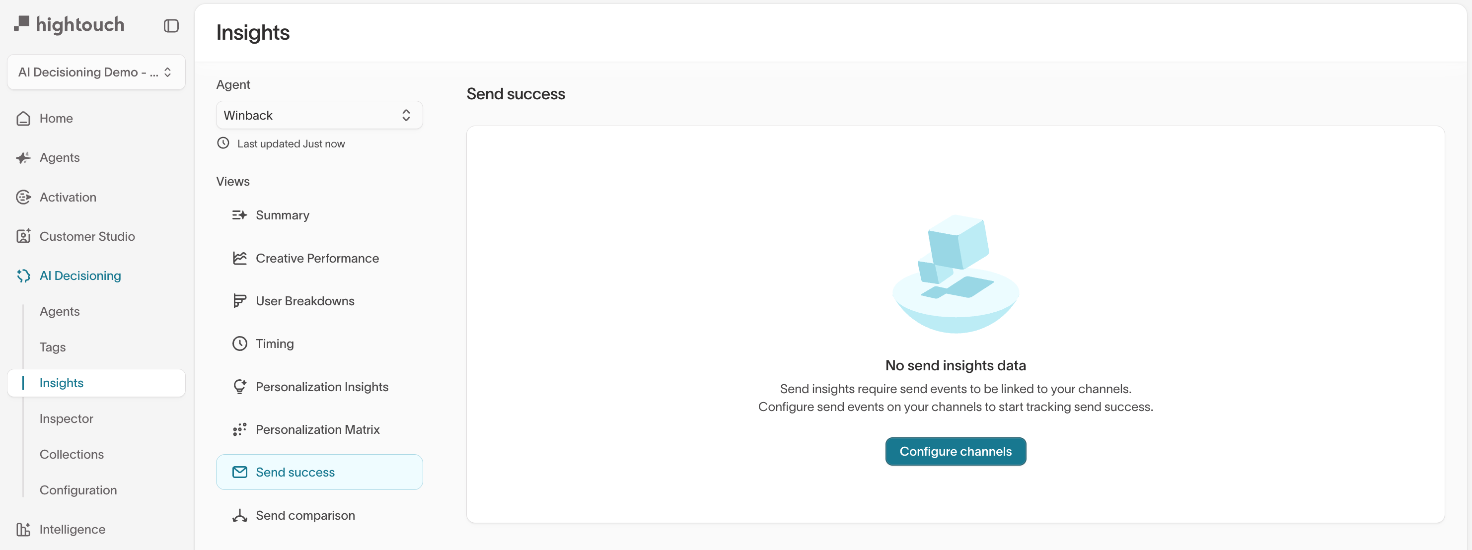 Send success view showing channel delivery status