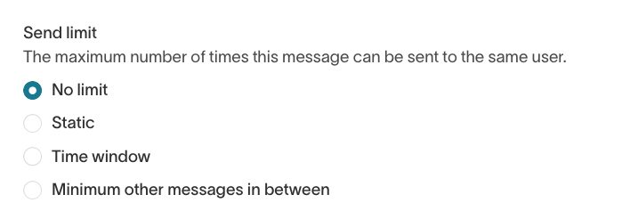 Send limits in advanced settings