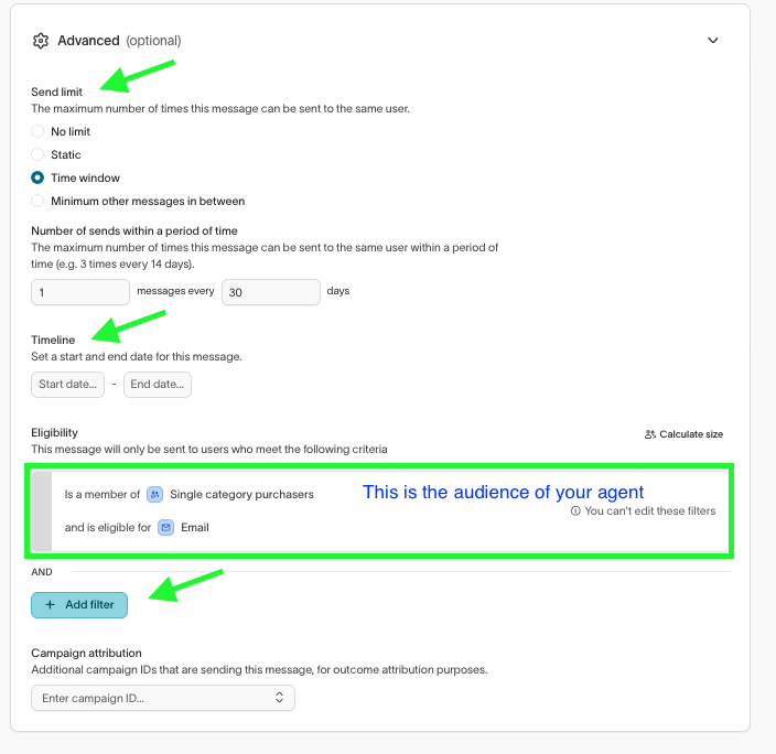 Message-level advanced settings