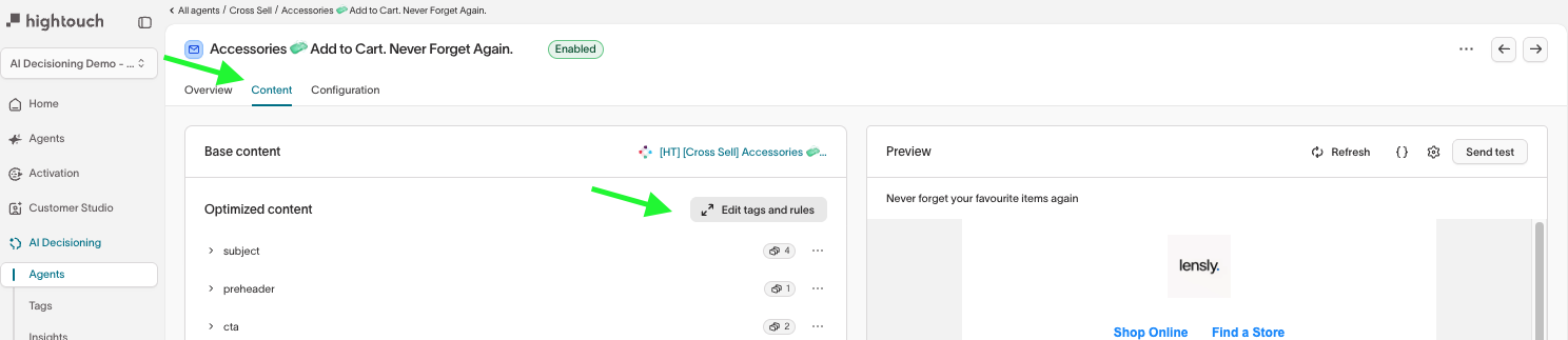 Variant-level settings overview