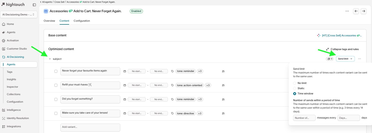 Send limit at the variant type level
