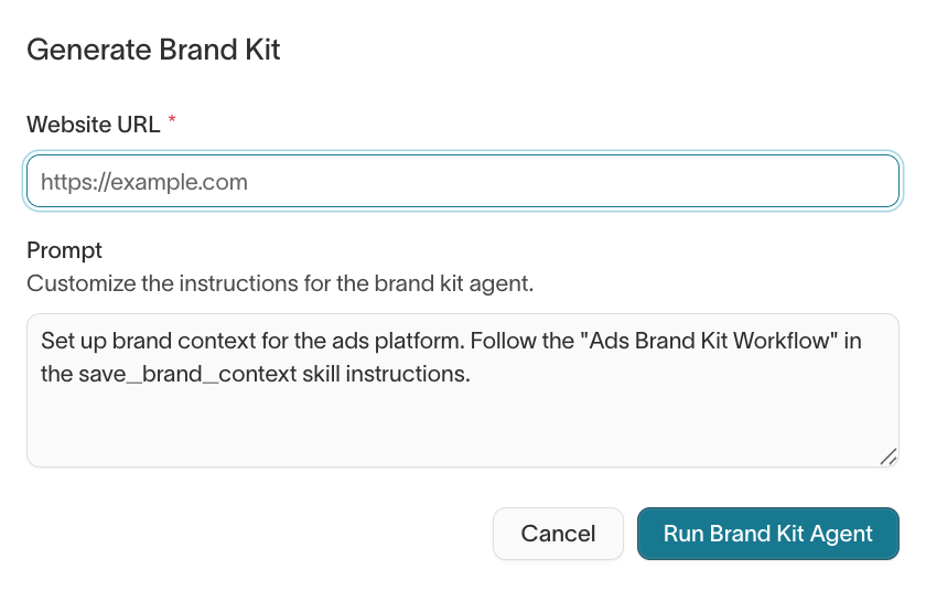 Generate Brand Kit dialog