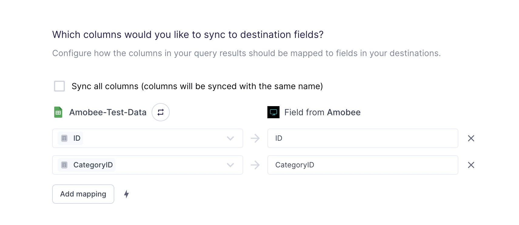 Mapping ID and Category ID fields