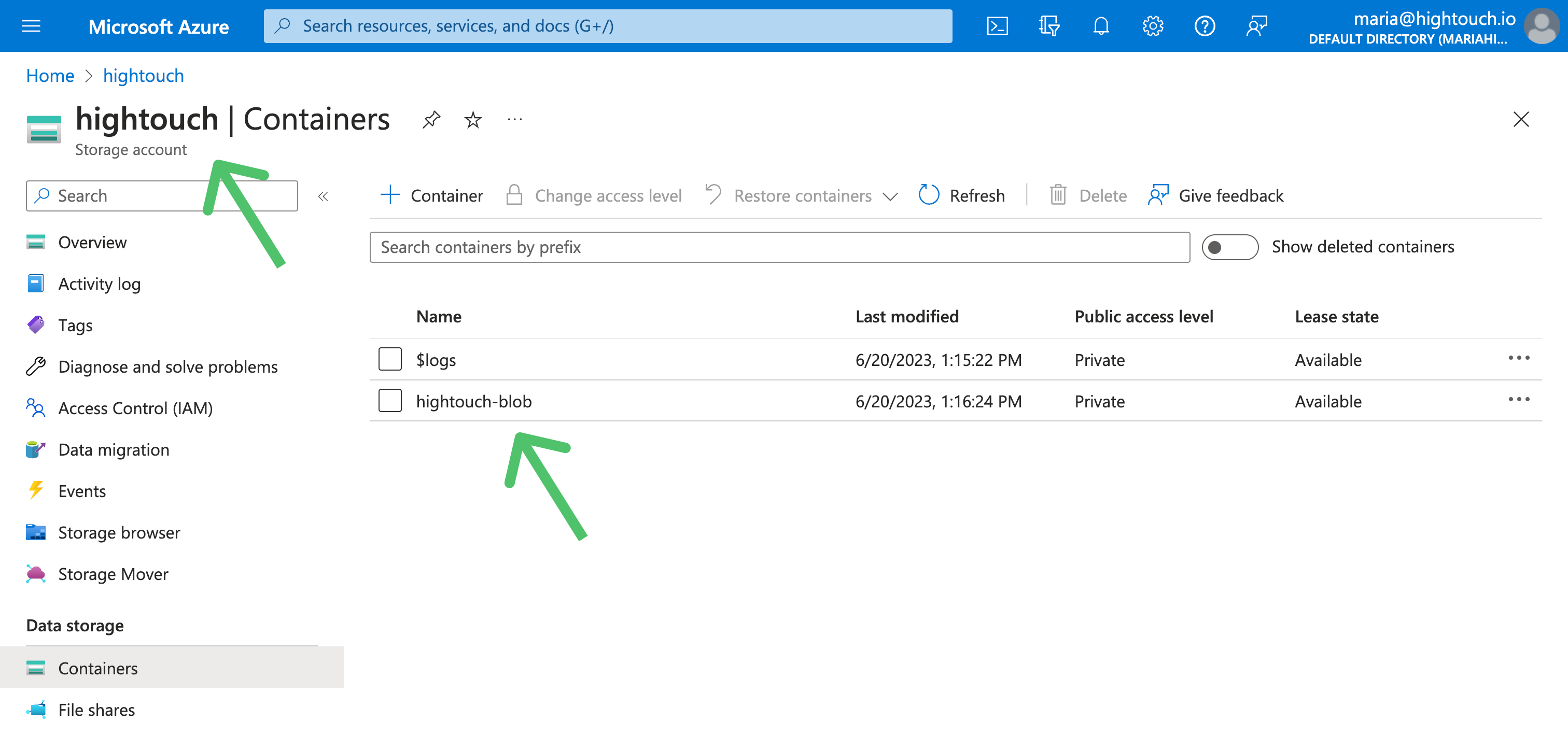 Azure Blob Storage Hightouch Docs