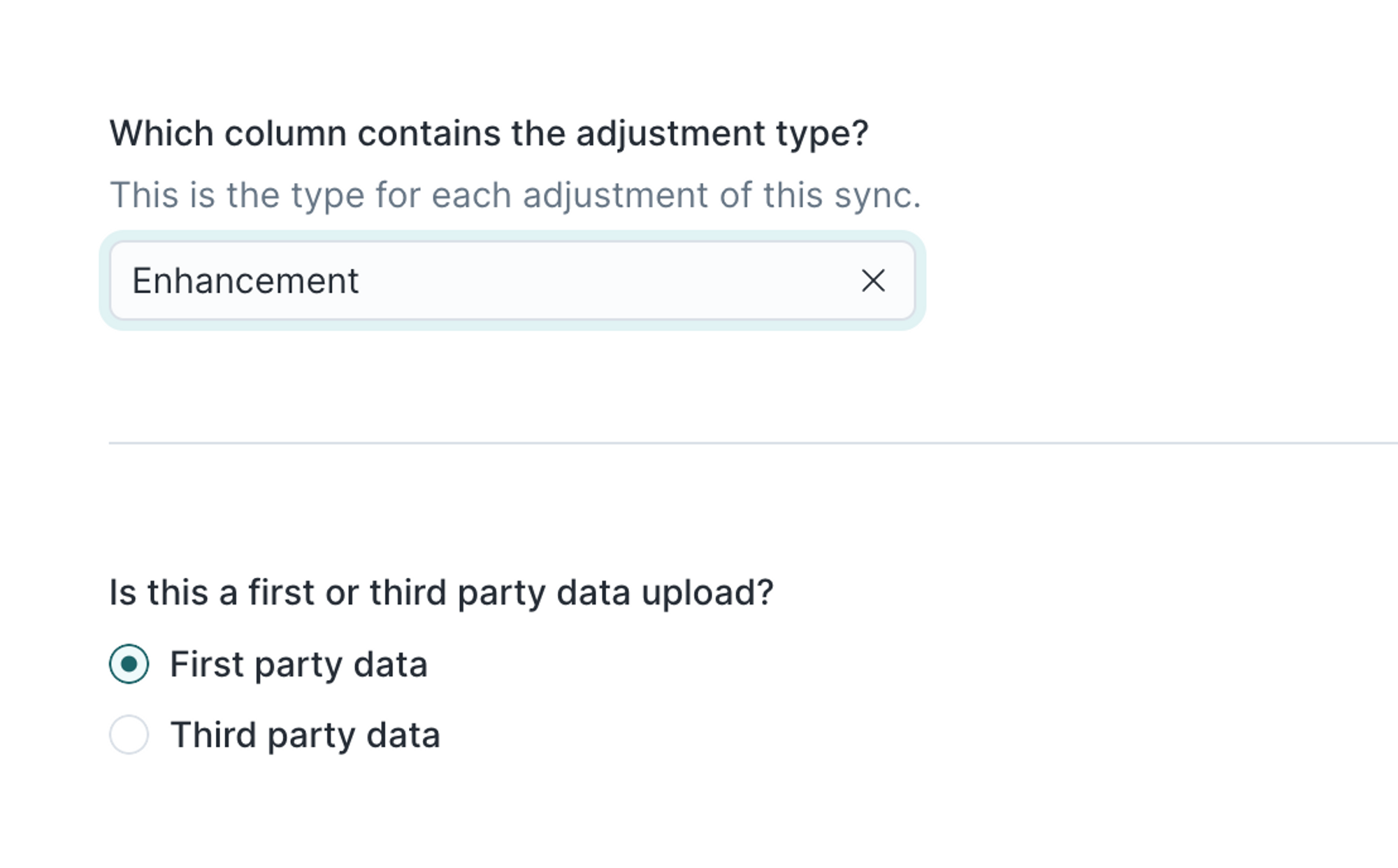 First or third party data upload