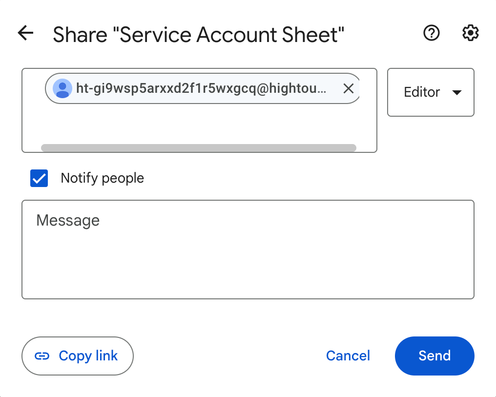 Share spreadsheet