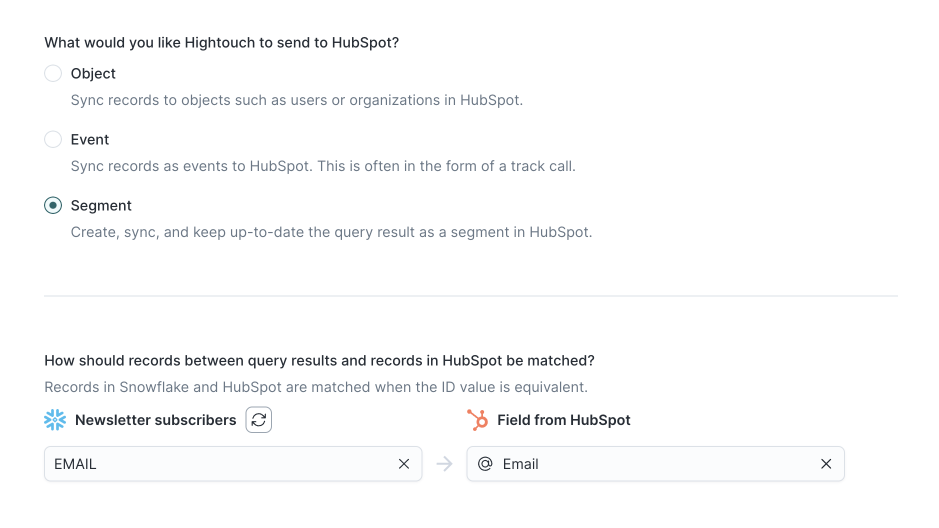 Record matching in the Hightouch UI