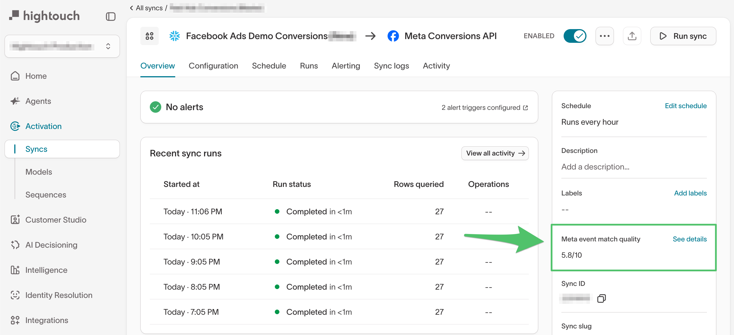 Meta Event Match Quality example