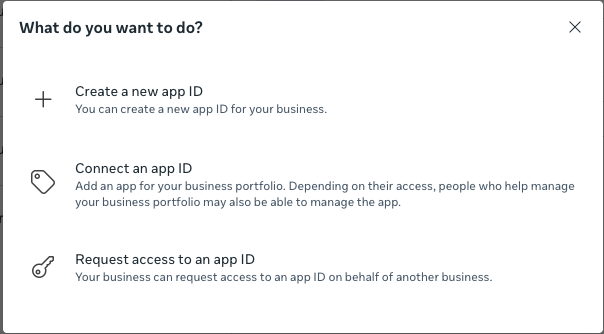 Screenshot of the Meta Business account UI
