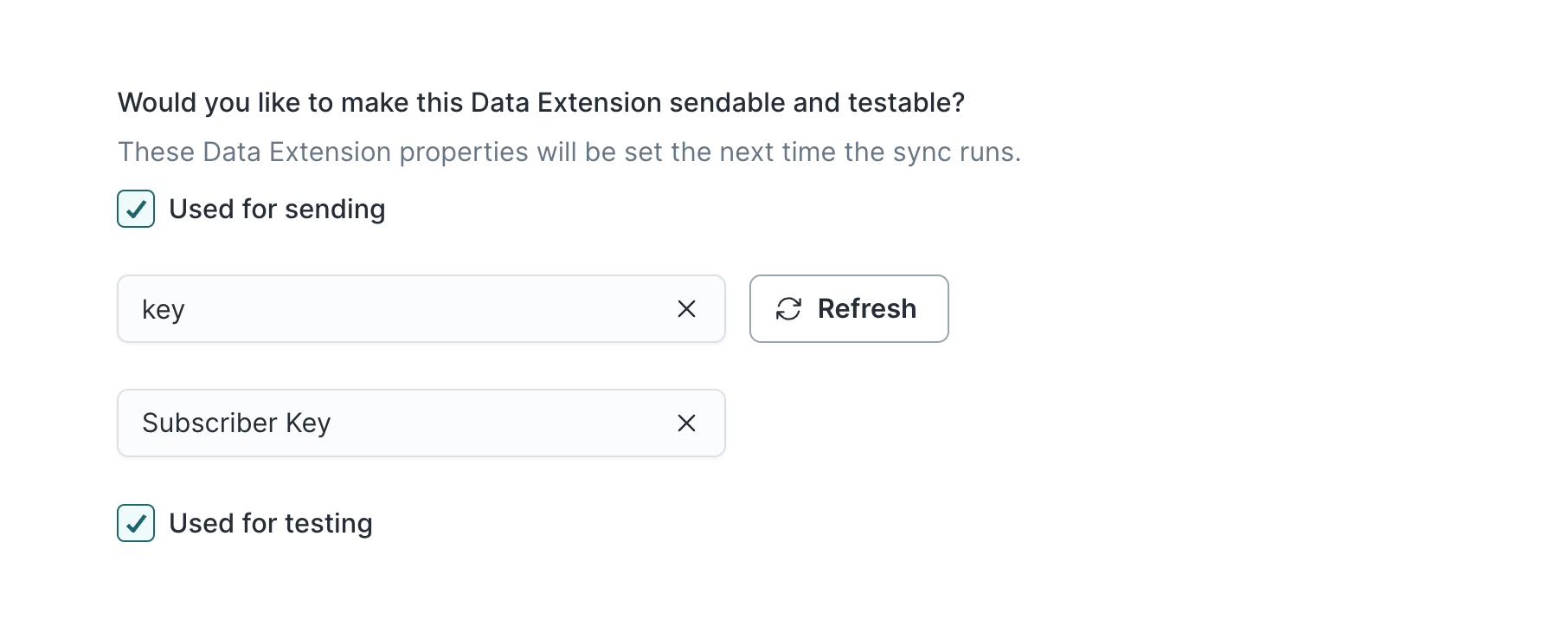 Data extension configuration in the Hightouch UI