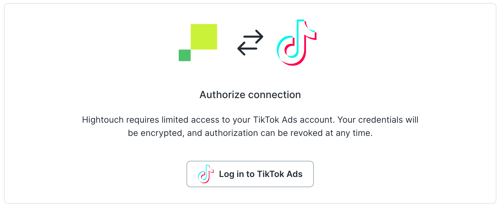 Authenticating to TikTok in Hightouch