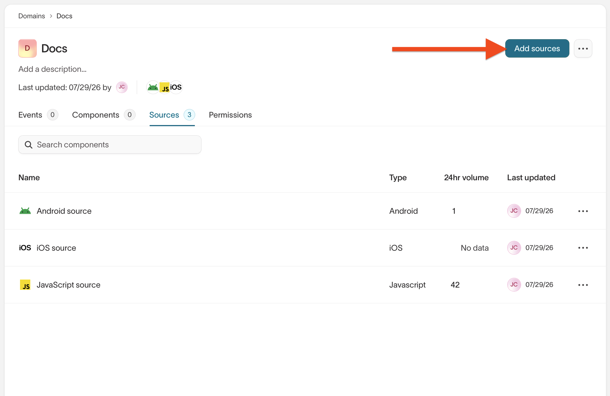 Add sources button