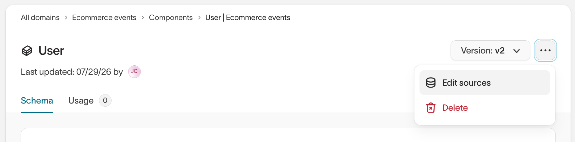 Edit component sources button
