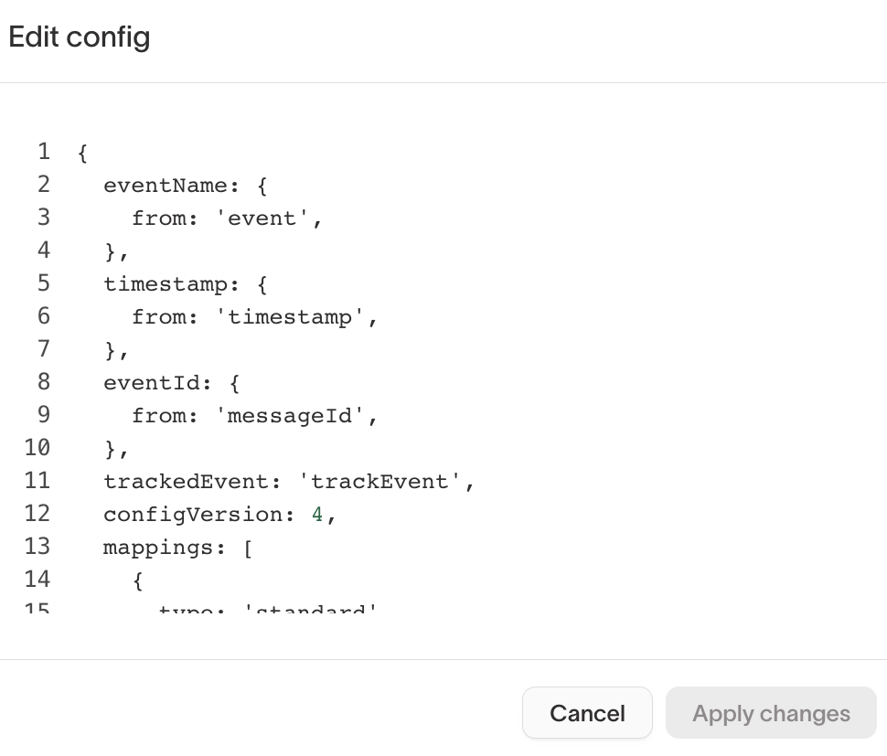 JSON configuration Modal
