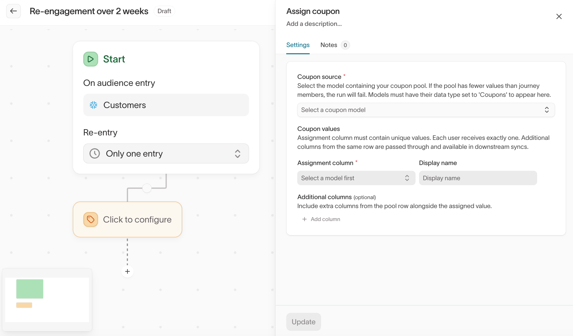 Assign coupon tile configuration