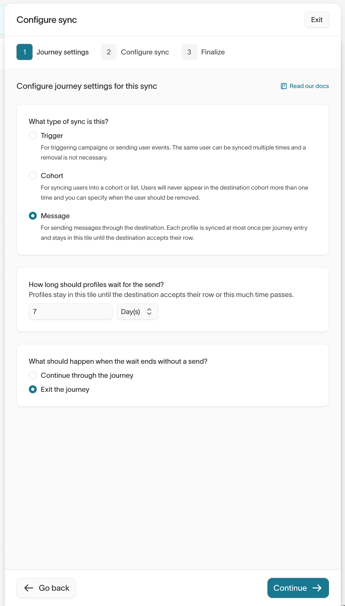 Message mode configuration