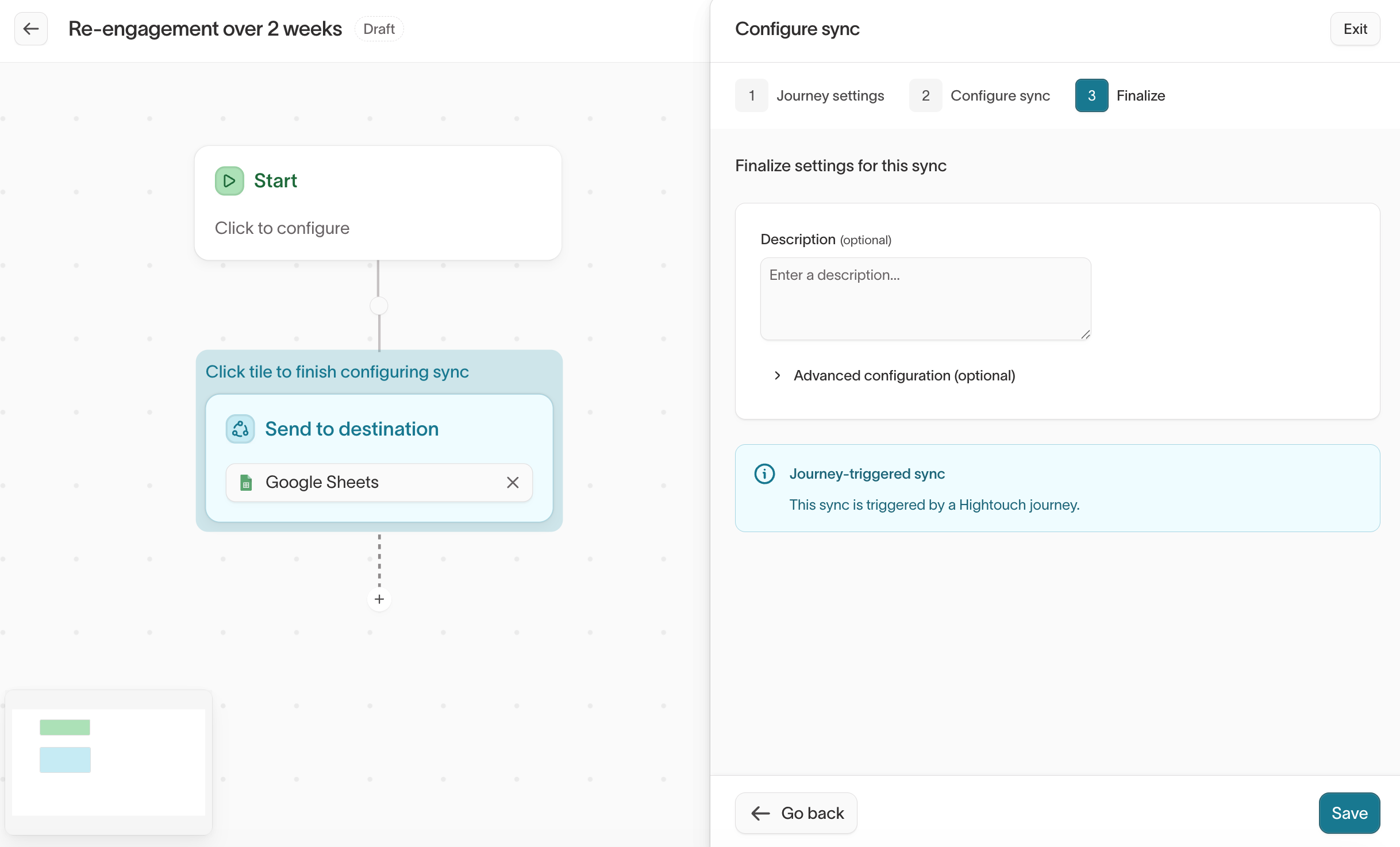 Finalizing a journey-triggered sync