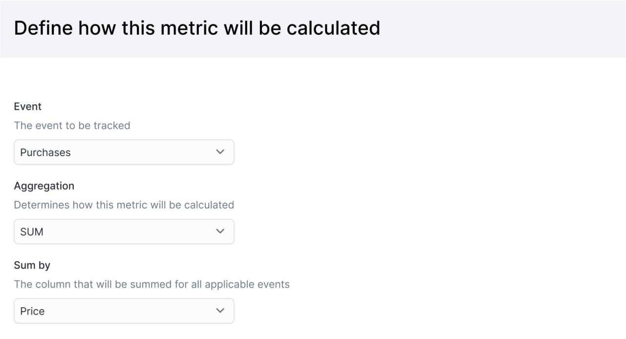 Metric configuration in the Hightouch UI