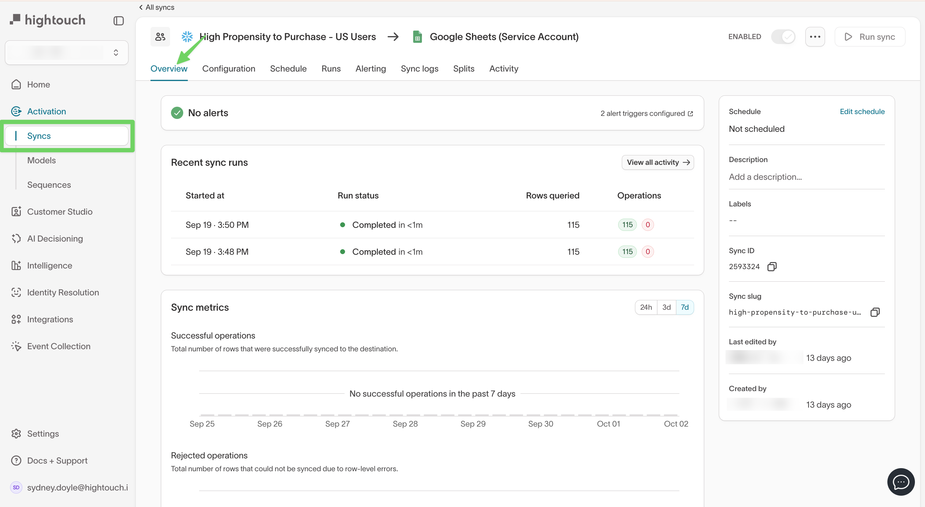 Sync overview with predictive audience