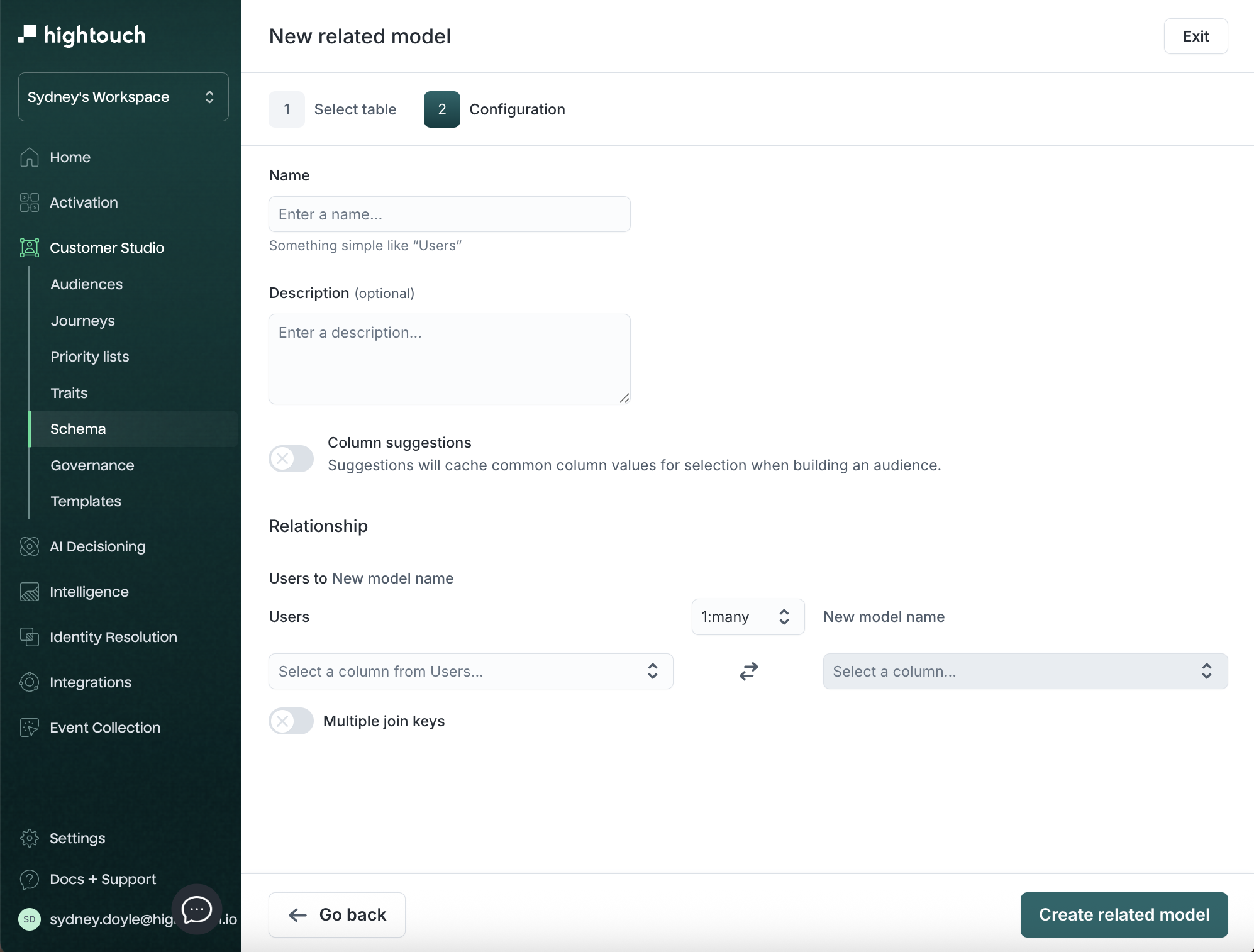 Configure related model